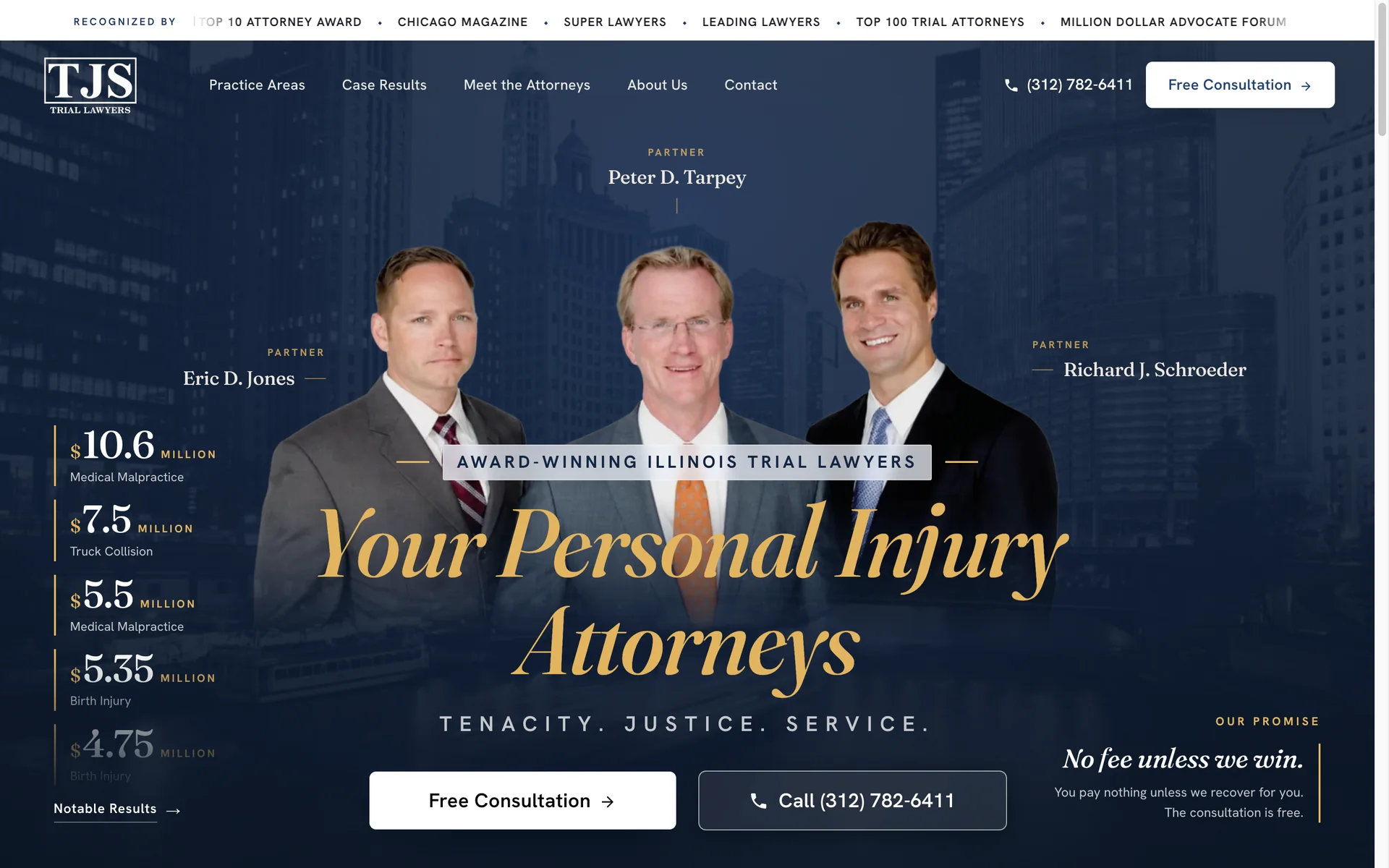 Tarpey, Jones & Schroeder: Redesigned desktop homepage.