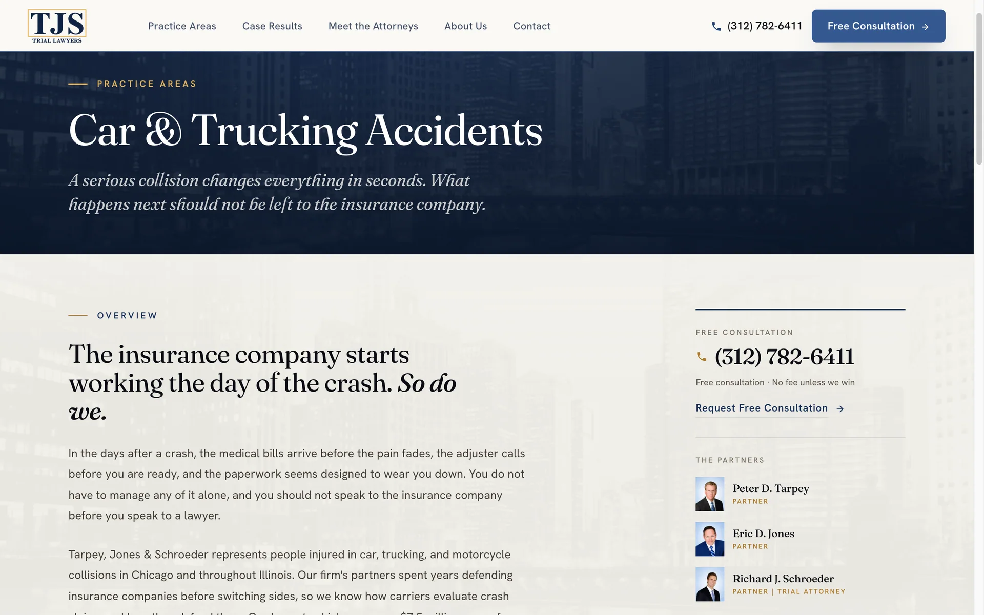 Tarpey, Jones & Schroeder: Car & trucking accidents page.