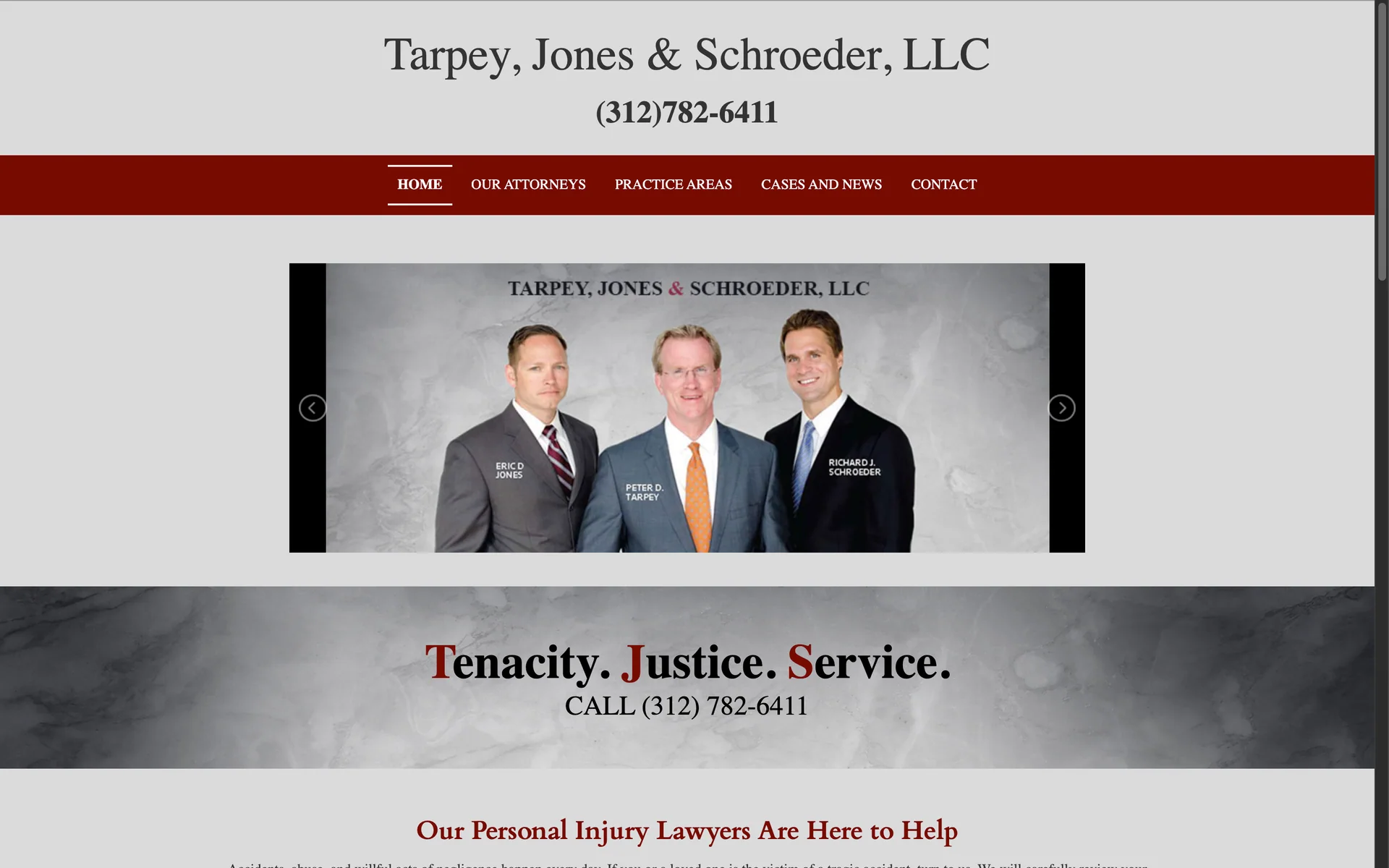 Tarpey, Jones & Schroeder: Original desktop homepage.